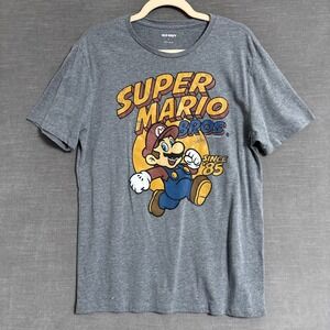 Old Navy T Shirt M Heather Grey Super Mario Bros Graphic Casual Tee